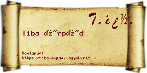 Tiba Árpád névjegykártya